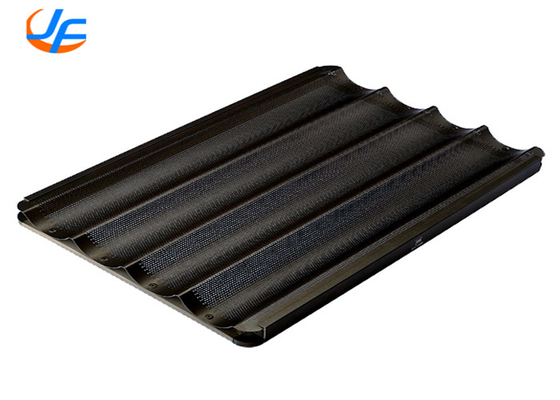 RK Bakeware China Foodservice 5 slots Perforated Aluminum Baguette Τραπέζι για ψήσιμο / Γαλλικό τηγάνι ψωμιού