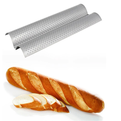 RK Bakeware China Foodservice NSF Perforated 3 Slot Baguette Baking Tray Γαλλικό τηγάνι ψωμιού