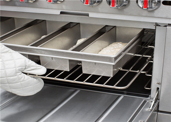 RK Bakeware China-Chicago Μεταλλικό 4 Strap Γυαλισμένο Αλουμινωμένο Pullman ψωμί τηγάνι ψωμί τηγάνι 13 &quot;x 4&quot; x 4 &quot;