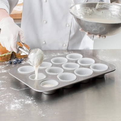 RK Bakeware Κίνα-12 Διαμέρισμα Φλουτιζόμενο 1.5mm Muffin Baking Pan Γυαλισμένο Αλουμινισμένο Χάλυβα